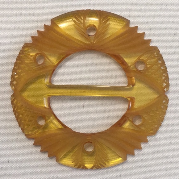 Vintage Accessories - Carved vintage belt buckle tests Bakelite
